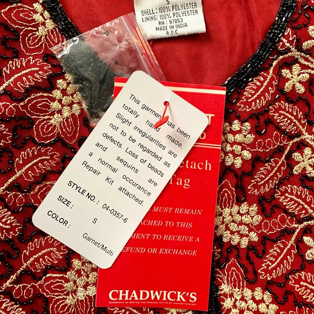 Beaded Jacket NWT S J Kara Chadwick’s Red Black Gold Embroidered Christmas